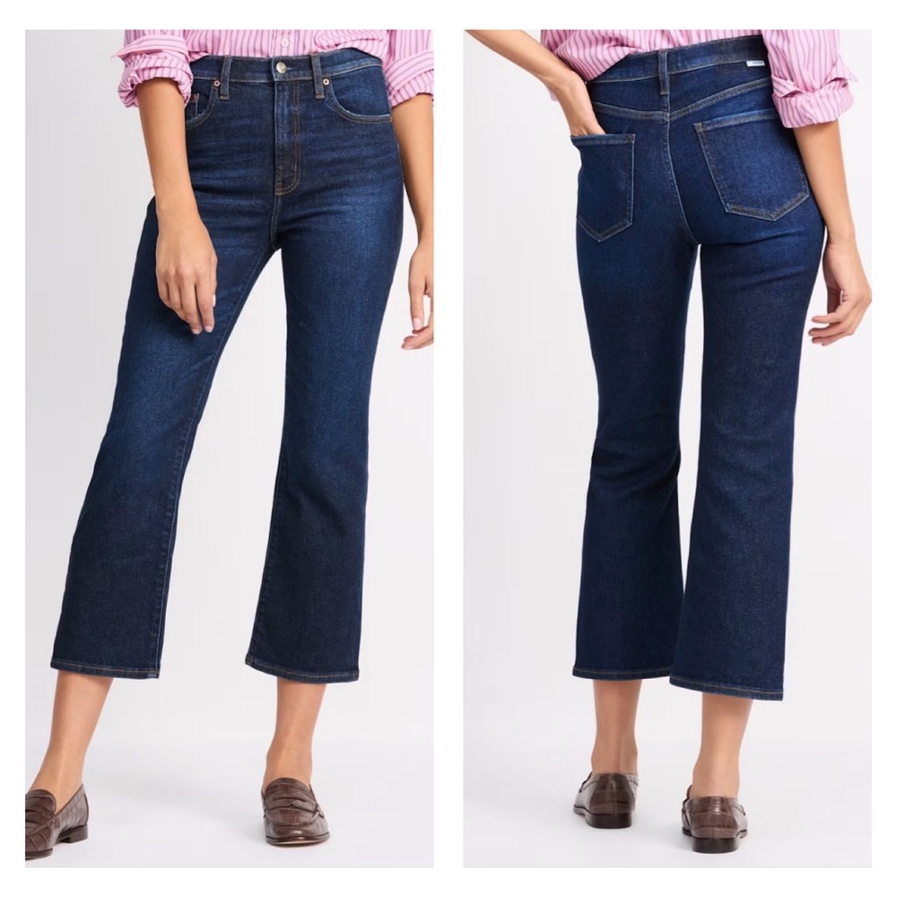 Daze Denim Shy Girl High Rise Crop Flare Dark Wash Jean Size 28